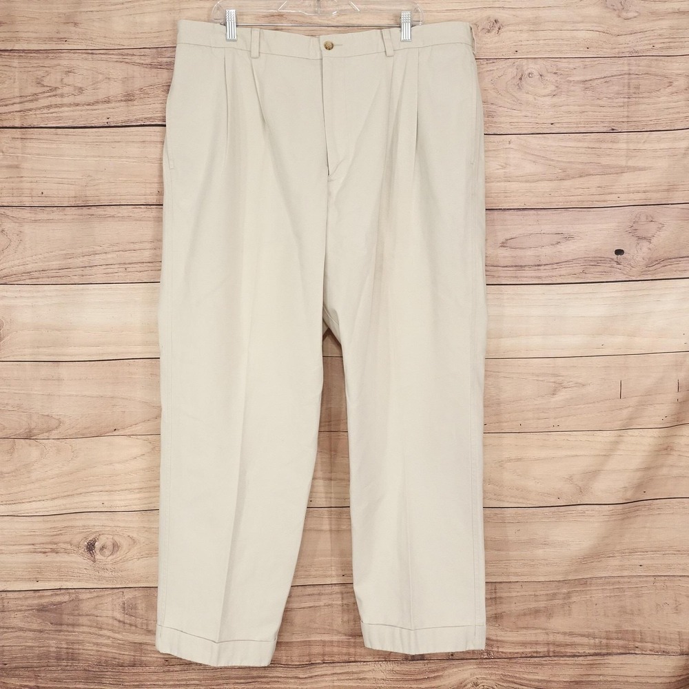 Daniel Cremieux Chino Pants Mens 40x30 Beige Classic Fit Pleated Straight
